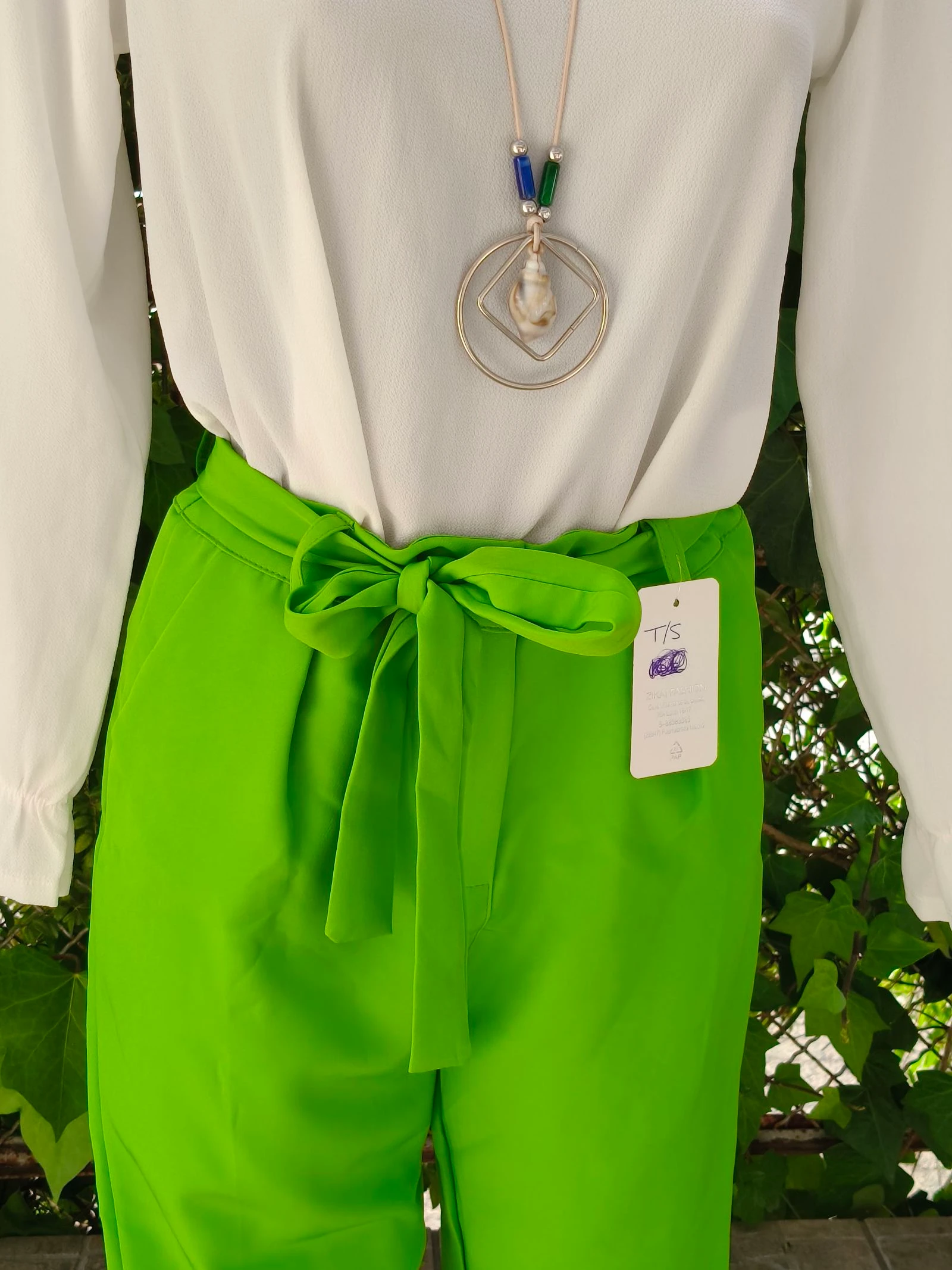 Lime green pants with waist tie – photo 4